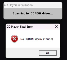 CDPLAYER.EXE no CD-ROM drive found